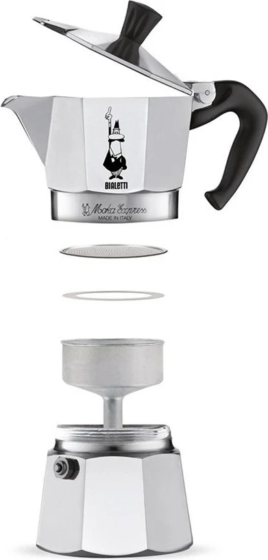 Moka aparat Bialetti Moka Express 0,2 L, alumin, črn