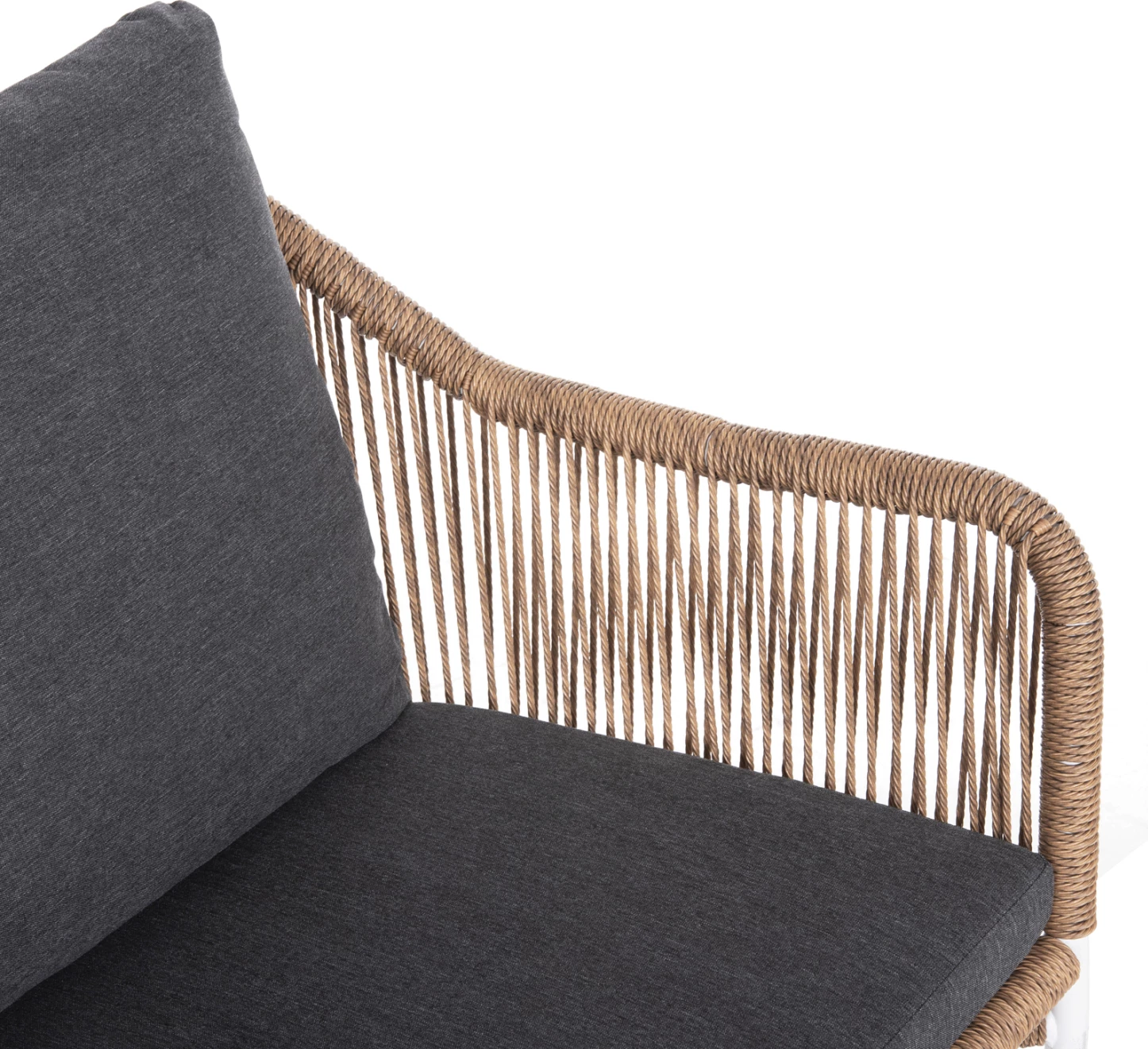 Zunanja dvosedna sedežna garnitura BAFFIN FH6054.01 aluminij bela-PE ratan bež-antracit blazine