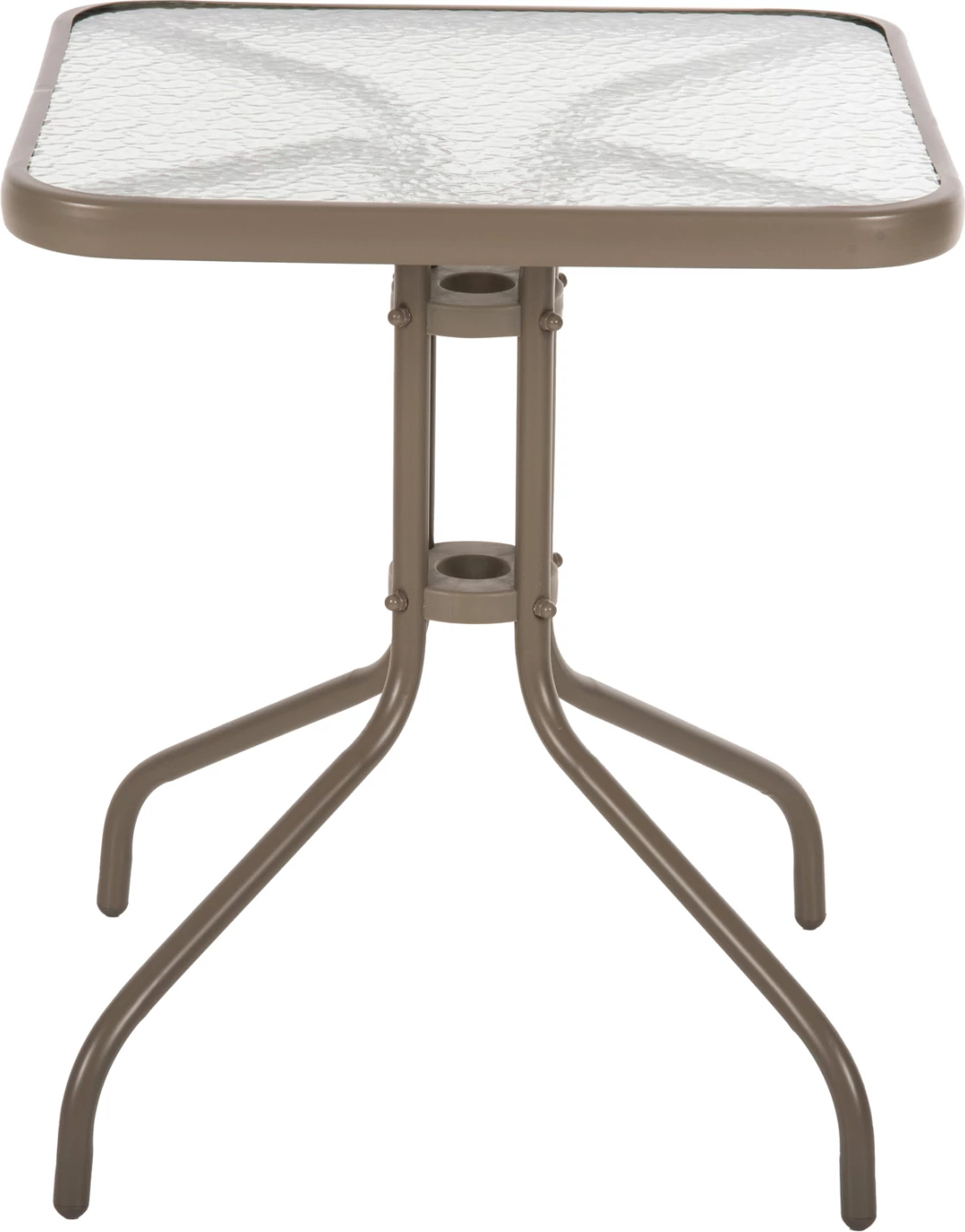 Zunanji kvadratni miza FIGO FH5035.04 v barvi šampanjca kovinsko-steklena plošča 60Χ60Χ70Hcm