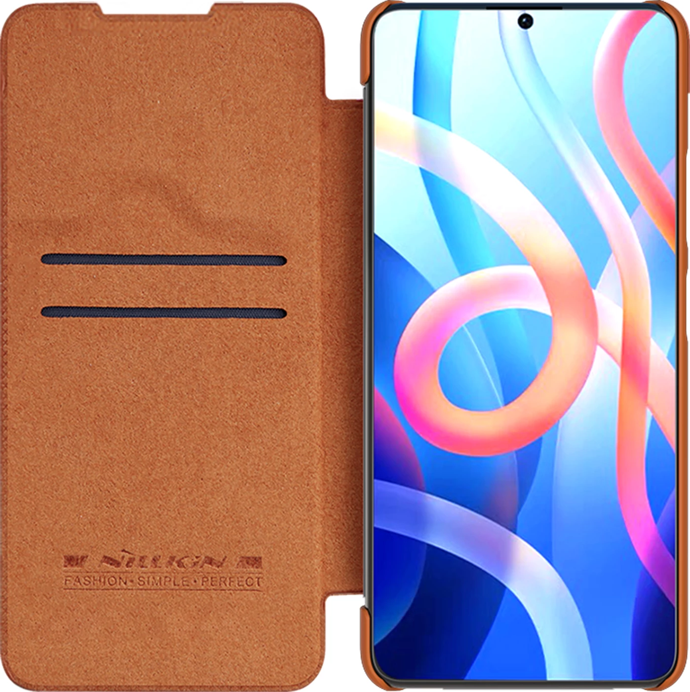 Ovitek za telefon Nillkin Qin Case za Xiaomi Redmi Note 11T 5G / Note 11S 5G / Note 11 5G (China) / Poco M4 Pro 5G, rjav