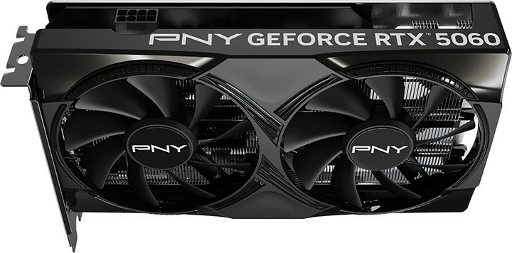 Grafična kartica PNY GeForce RTX 5060 OC, 8 GB DDR7, PCIe x8, 2 ventilatorja, črna