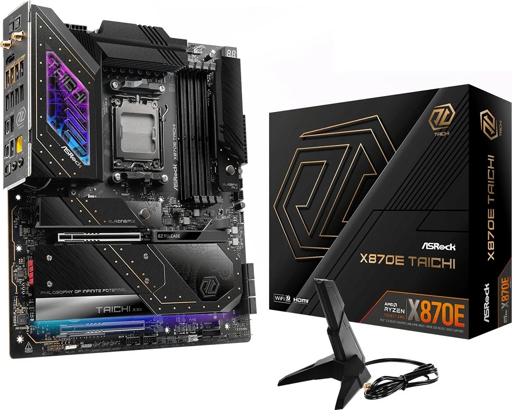 Matična plošča ASRock X870E Taichi, AMD, Socket AM5, DDR5-SDRAM, 256 GB, črna