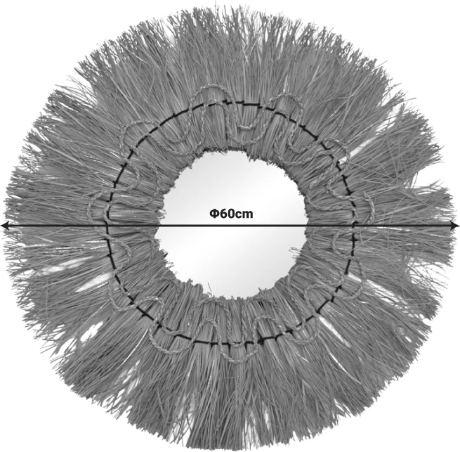 Okroglo ogledalo iz mendonga, naravna barva, Ø60×6 cm, Inart