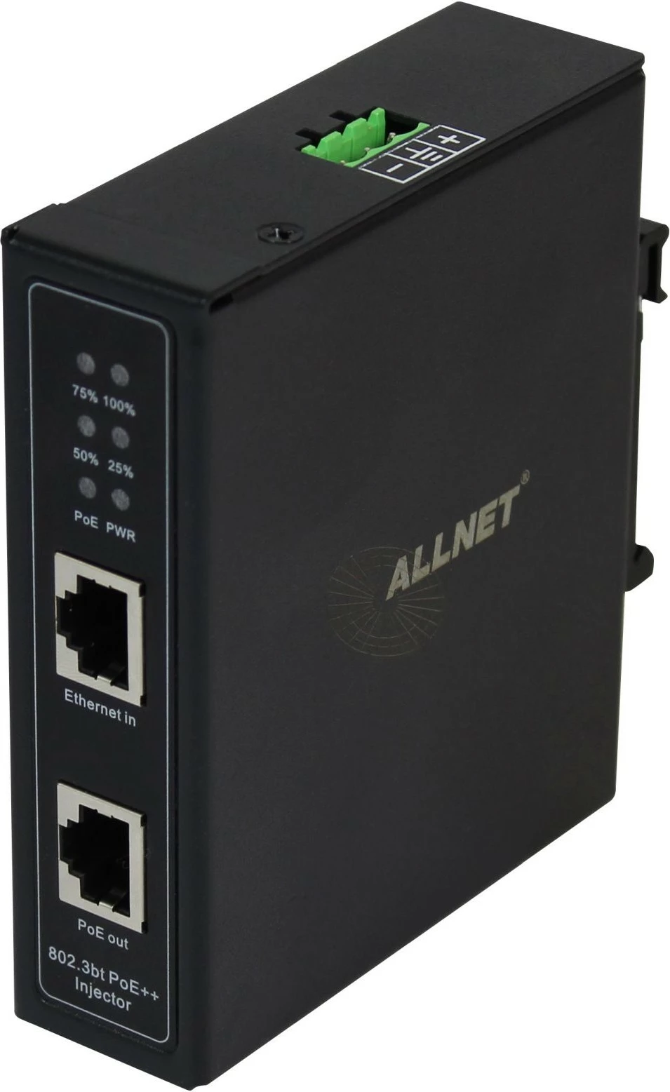 PoE injektor ALLNET Industrial Gigabit, 15,4W/30W/90W, kovinska ohišje