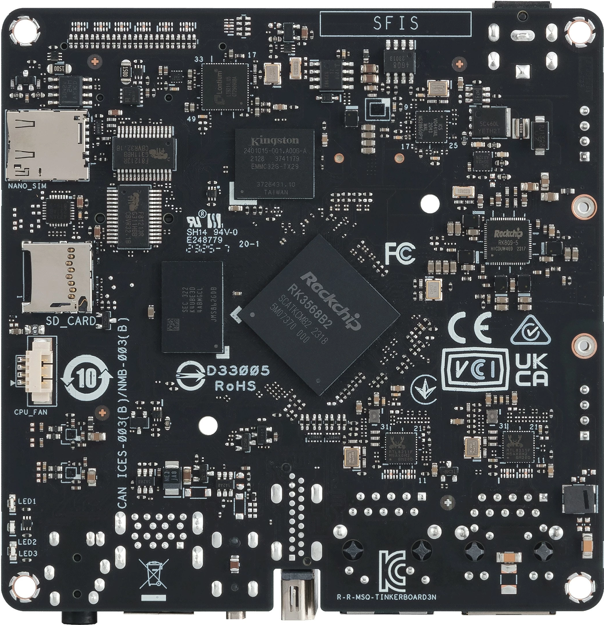 Matična plošča ASUS Tinker Board 3N, Rockchip RK3568, 4GB RAM, 32GB eMMC