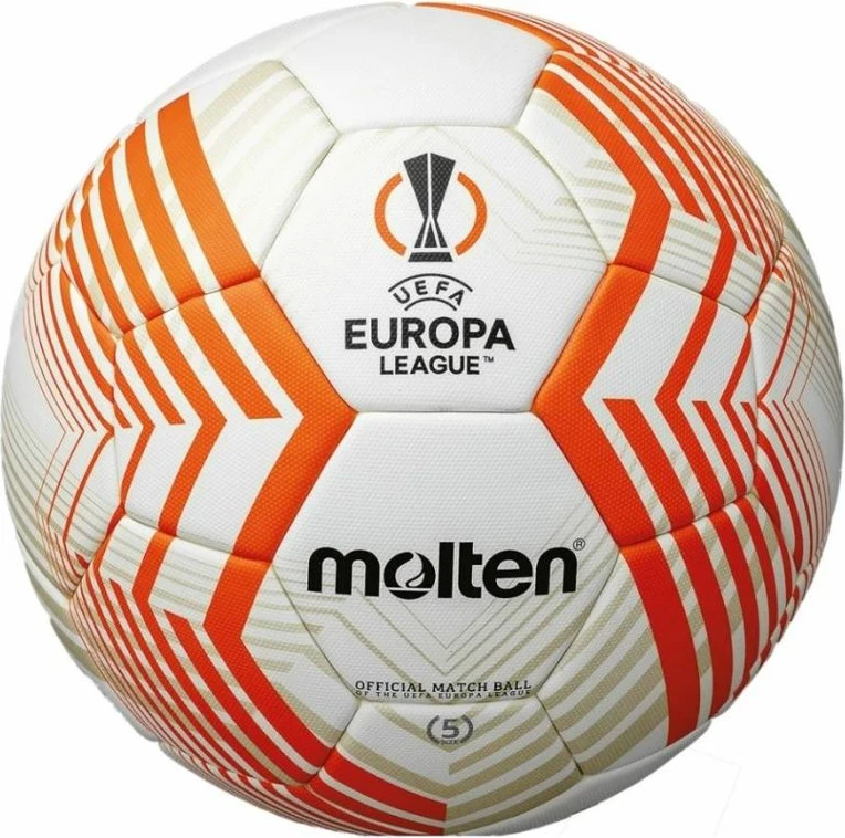 Nogometna žoga UEFA Europa League 2022/23, Molten F5U5000-23, bela/oranžna