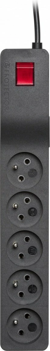 Vtičnica z zaščito pred preobremenitvijo Lestar ZX 510, 5 izhodov, 2,5 m, črna