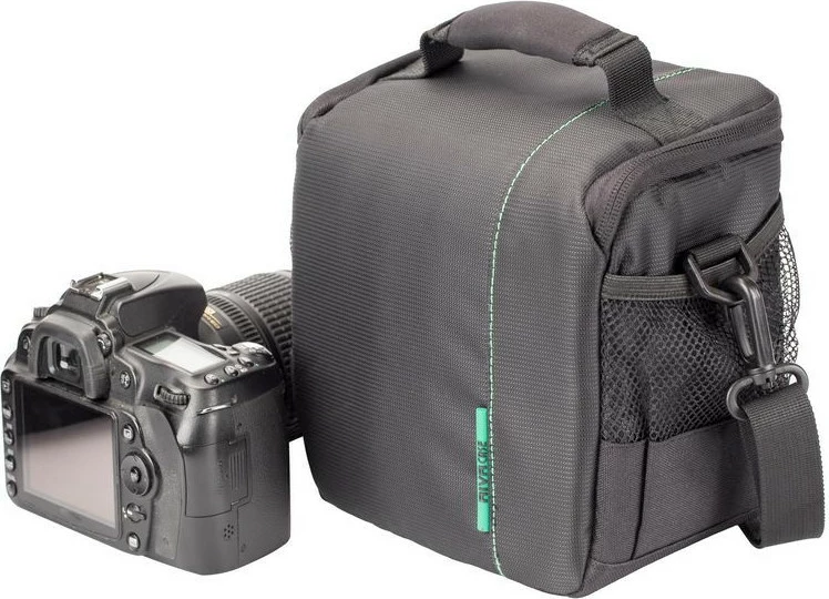 Torba za kamero Green Mantis RIVACASE 7420, 4 pregrade, črno/zelena