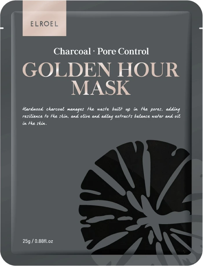 Čistilna maska za obraz Elroel Golden Hour Mask Cleansing Charcoal, 25 g