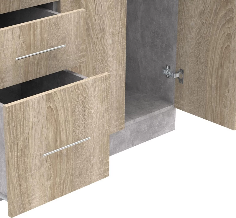 Kuhinjska enota melamin, barva sonoma in kuhinjski pult svetlo siva, 100x60x85 cm Festa I