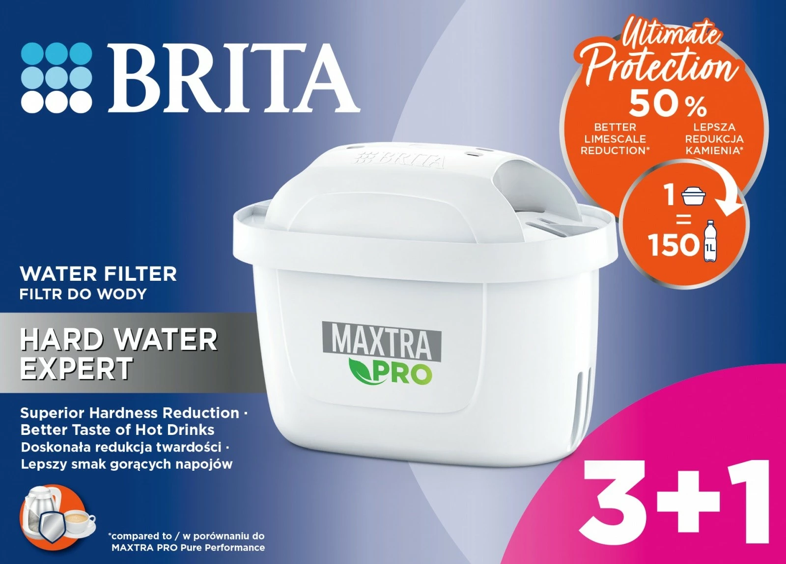Filtrski vložek za trdo vodo Brita Maxtra PRO, 3+1 kos