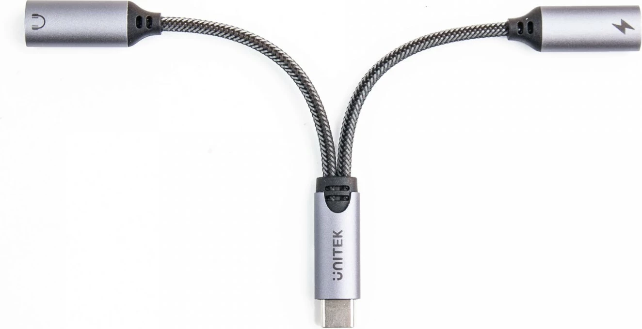 Adapter za razširitev USB-C z 2x USB-C, 18 W, Unitek, siv