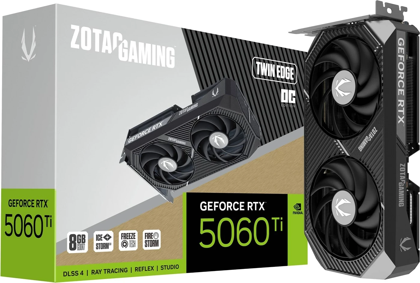 Grafična kartica ZOTAC GAMING GeForce RTX 5060 Ti Twin Edge OC, 8 GB GDDR7, črna