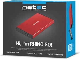 Zunanji nosilec za HDD Natec Rhino Go, 2.5", rdeč