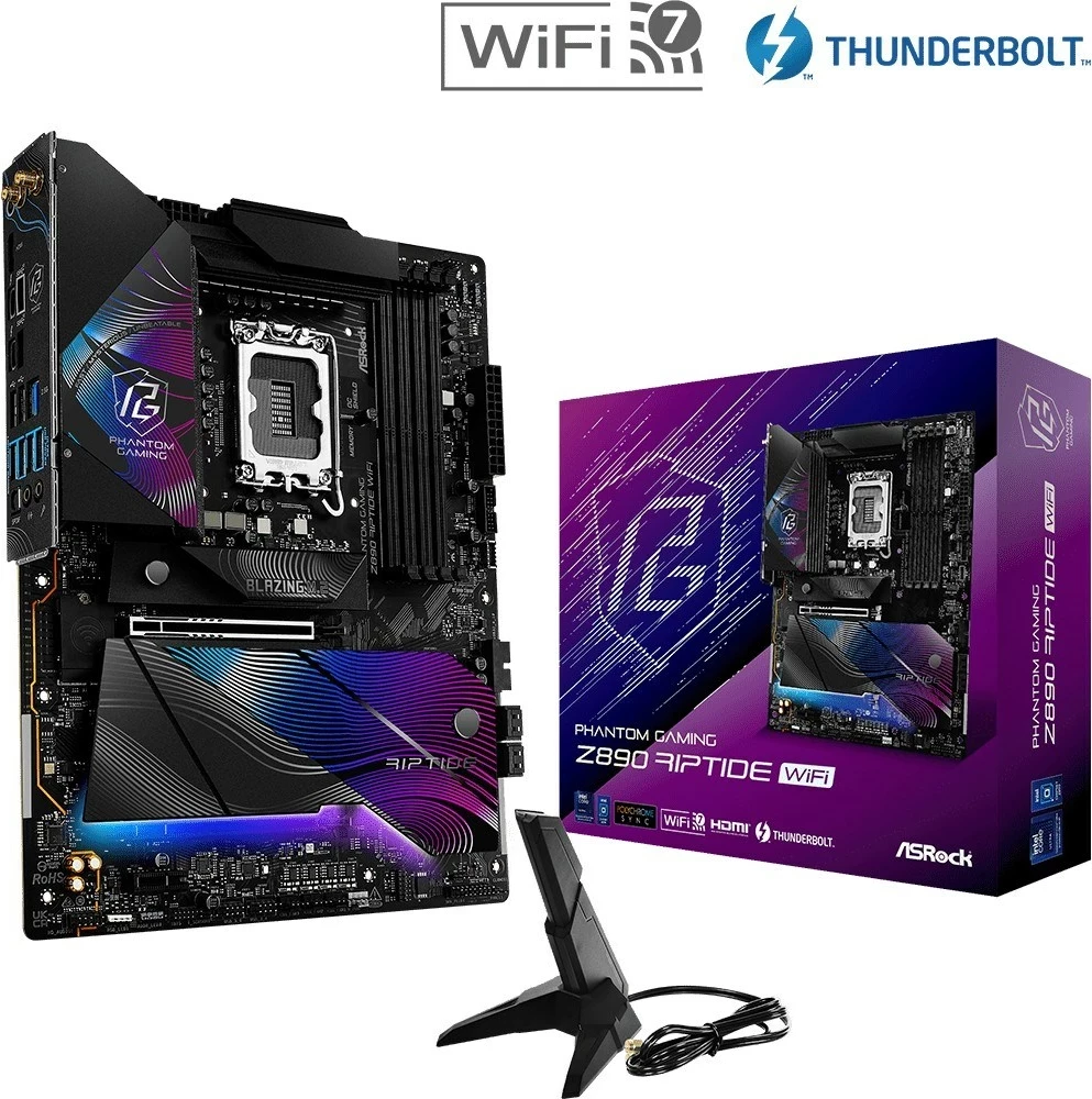 Matična plošča ASRock Z890M Riptide WiFi, Socket 1851, ATX, z Wi‑Fi, črna