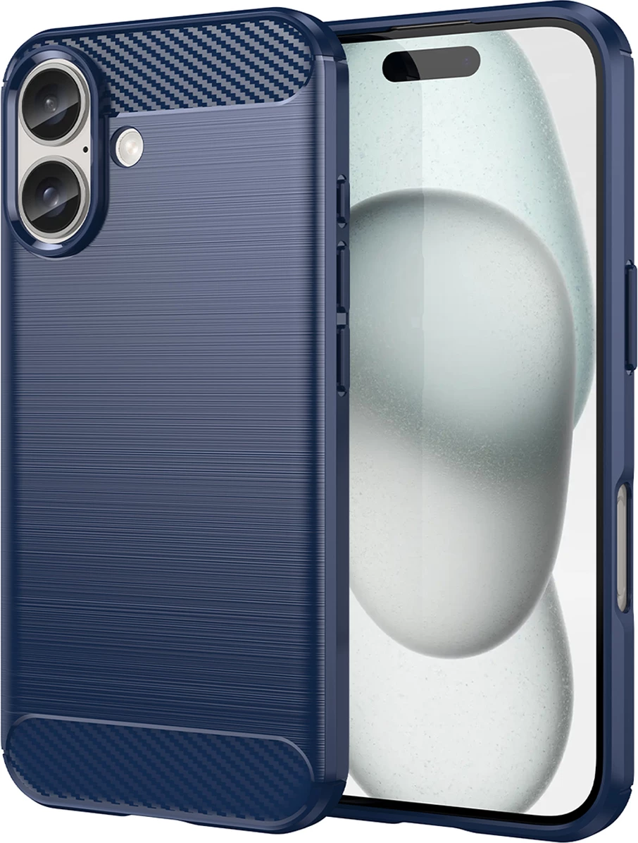 Ovitek za telefon Hurtel Carbon Case za iPhone 16 Plus, TPU, modra