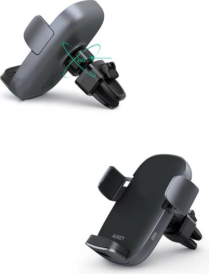 Držalo za pametni telefon z brezžičnim indukcijskim polnilcem Qi 10W, AUKEY HD-C52, črno