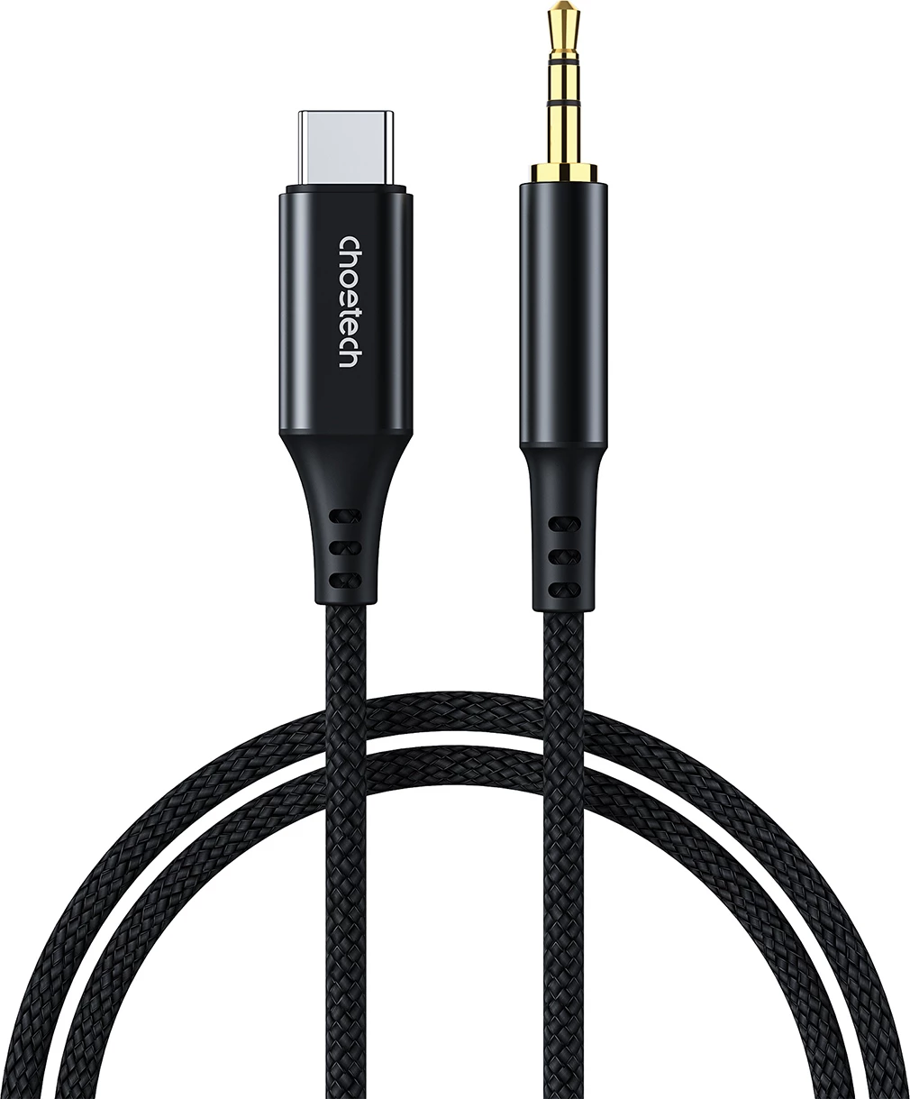 Avdio kabel USB-C na mini jack 3,5 mm Choetech AUX006, 1 m, črn
