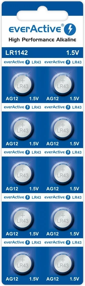 Mini alkalne baterije AG12 LR43, 1,5 V, paket 10 kosov, everActive