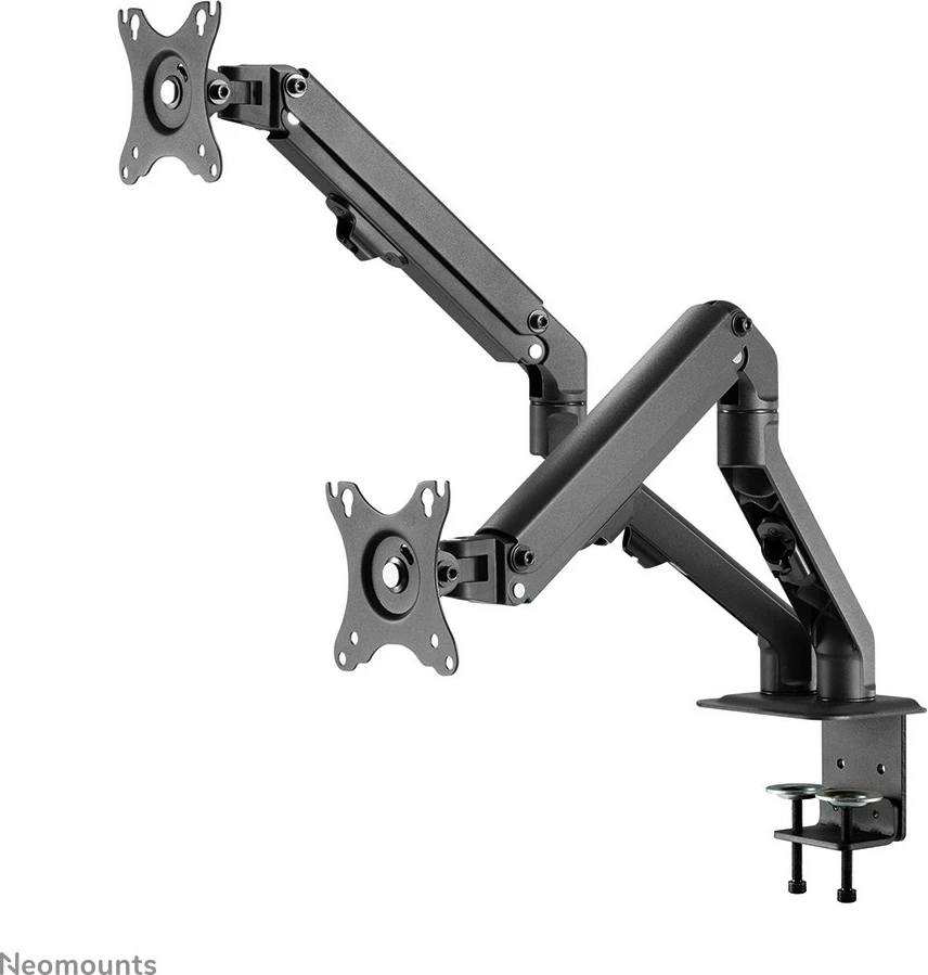 Nosilec za dva monitorja Neomounts FPMA-D650DBLACK, 17–27 palcev, nastavljiva višina z gas spring, črn