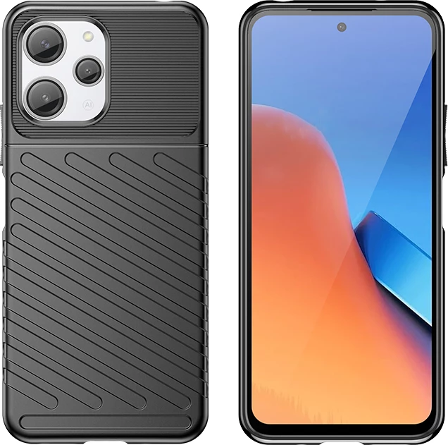 Ovitek za telefon Thunder Case Hurtel za Xiaomi Redmi 12, TPU, črn