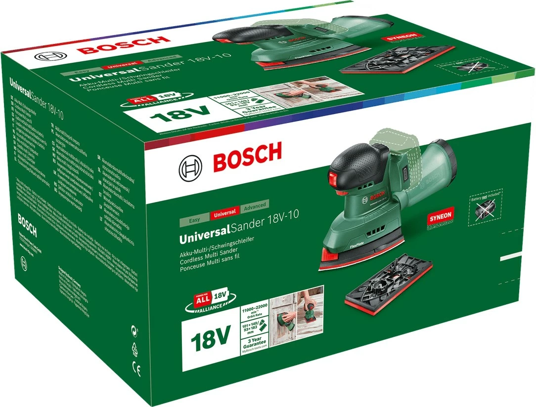Orbitalni večfunkcijski brusilnik Bosch Universal-Sander 18V-10, 2,5 Ah, črno-zelena