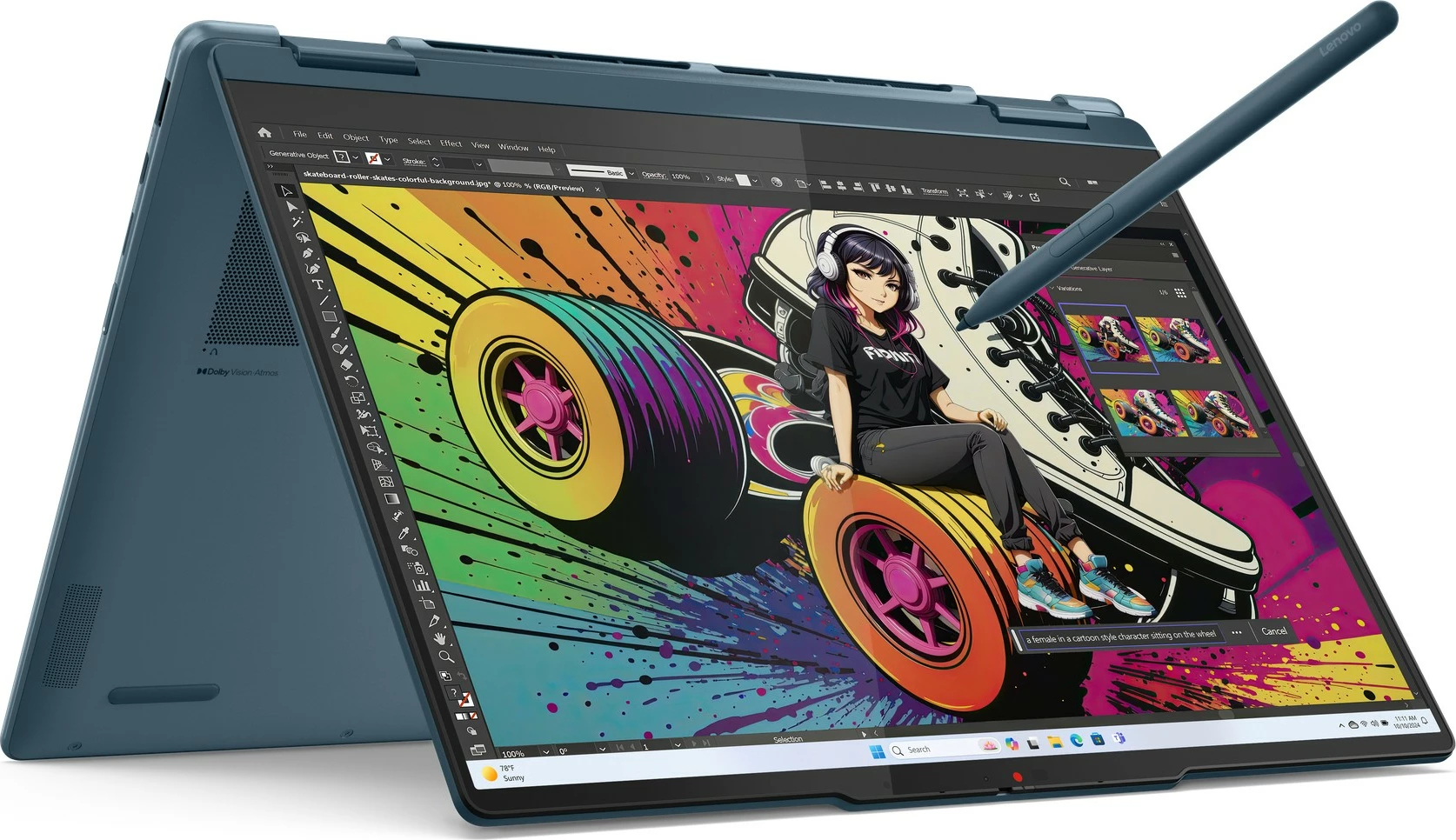 Prenosnik konvertibilen Lenovo Yoga 7 14AKP10, Ryzen AI5, 16GB RAM, 14 inčev, Tidal Teal