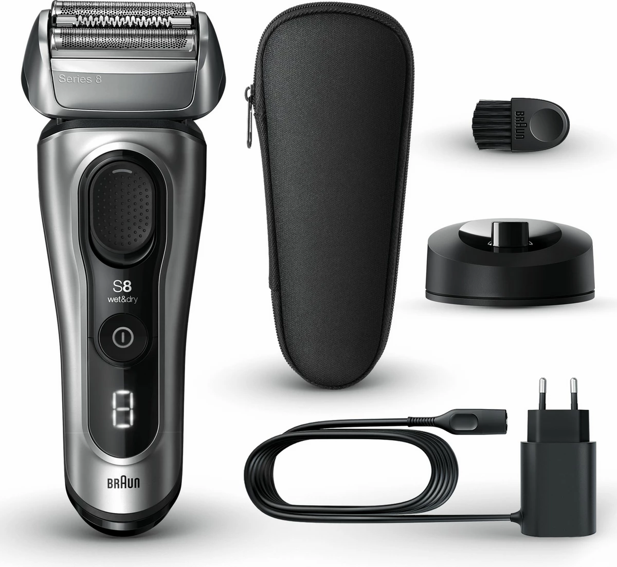 Brivnik Braun 8517S Series 8, wet & dry, srebrn, z dodatki