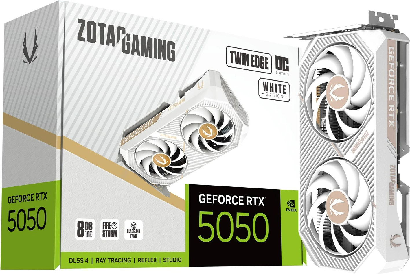 Grafična kartica ZOTAC GAMING GeForce RTX 5050 Twin Edge OC, 8 GB GDDR6, bela