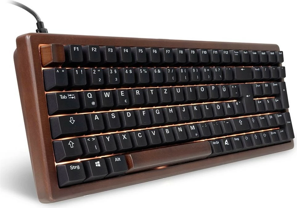 Igralna mehanska tipkovnica brez numerične tipkovnice, Sharkoon Skiller SGK50S2 Wood, črno/rjava