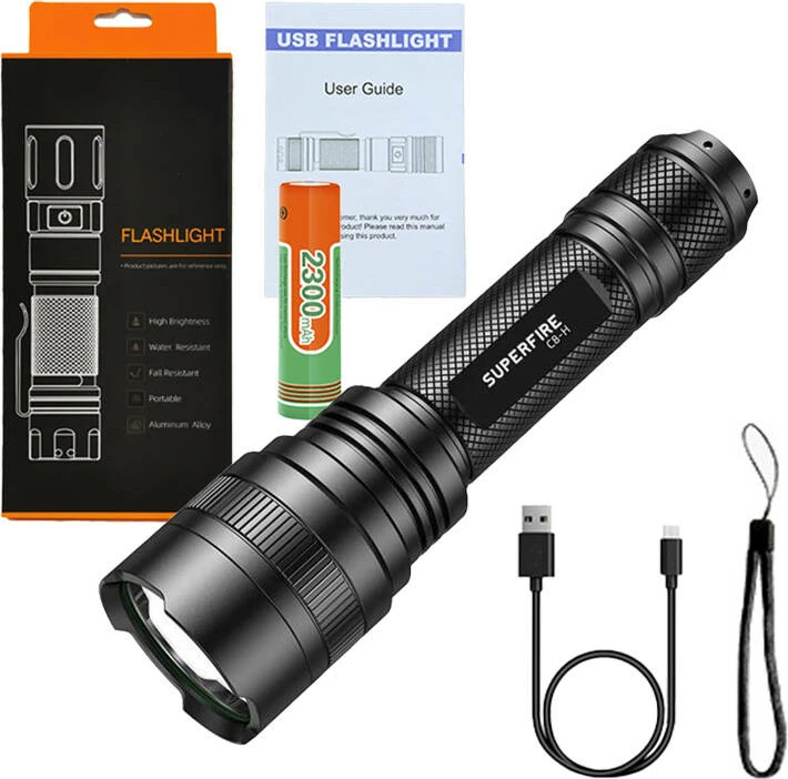 Ročna svetilka Superfire C8-H, LED, 1200 lm, črna