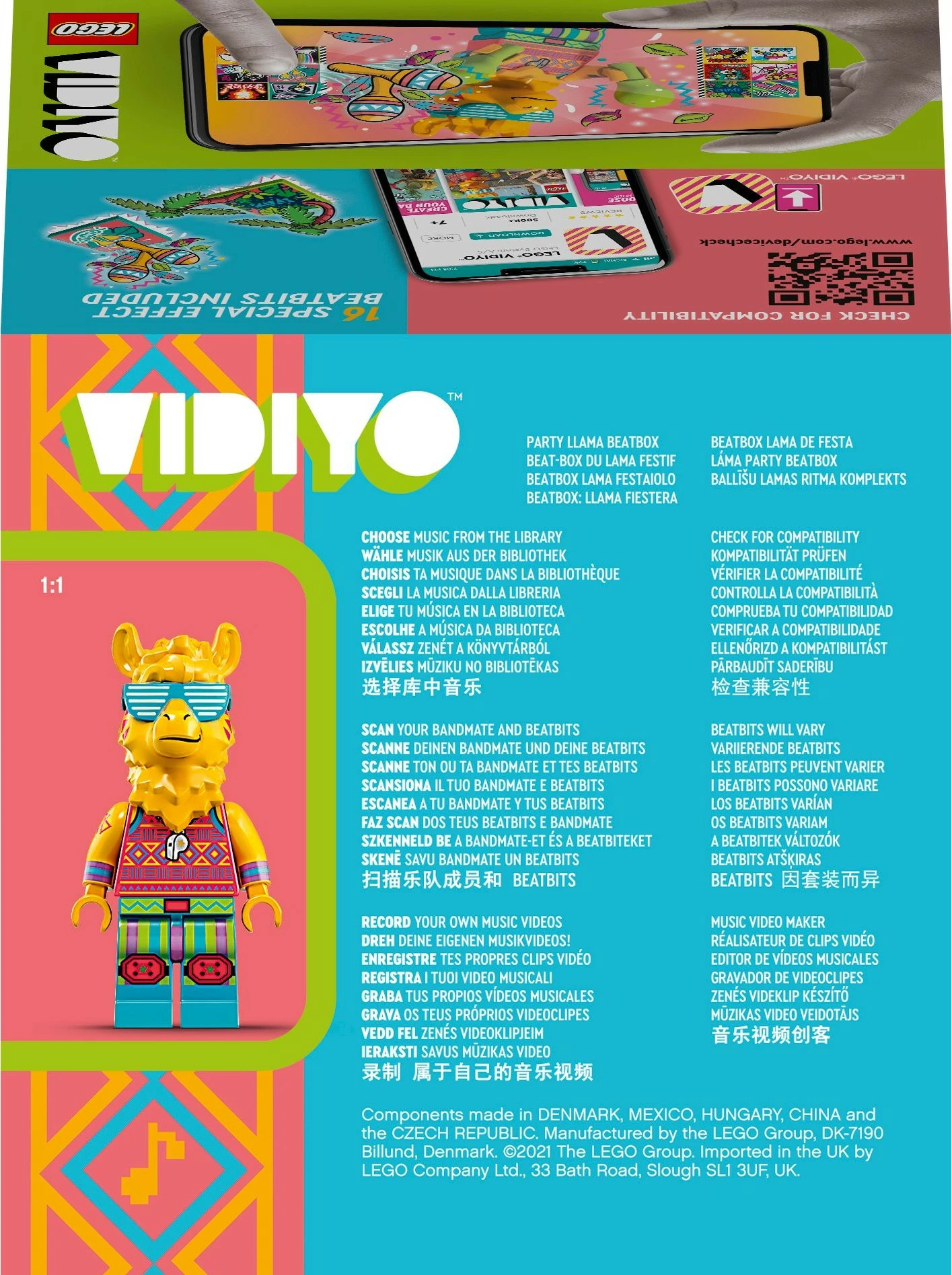 Gradbeni set Party Llama BeatBox LEGO VIDIYO, 82 kosov, večbarven