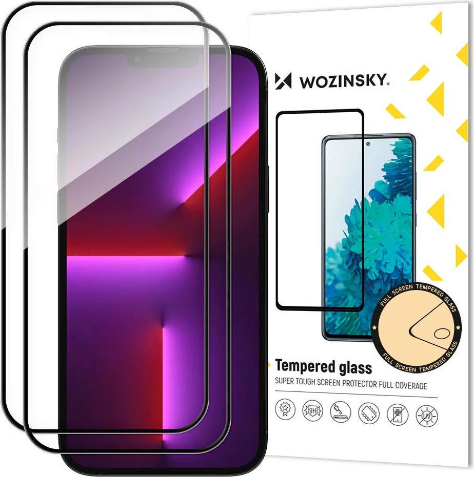 Zaščitno kaljeno steklo z okvirjem Wozinsky Full Glue za iPhone 15 Pro, 2 kosa, črno