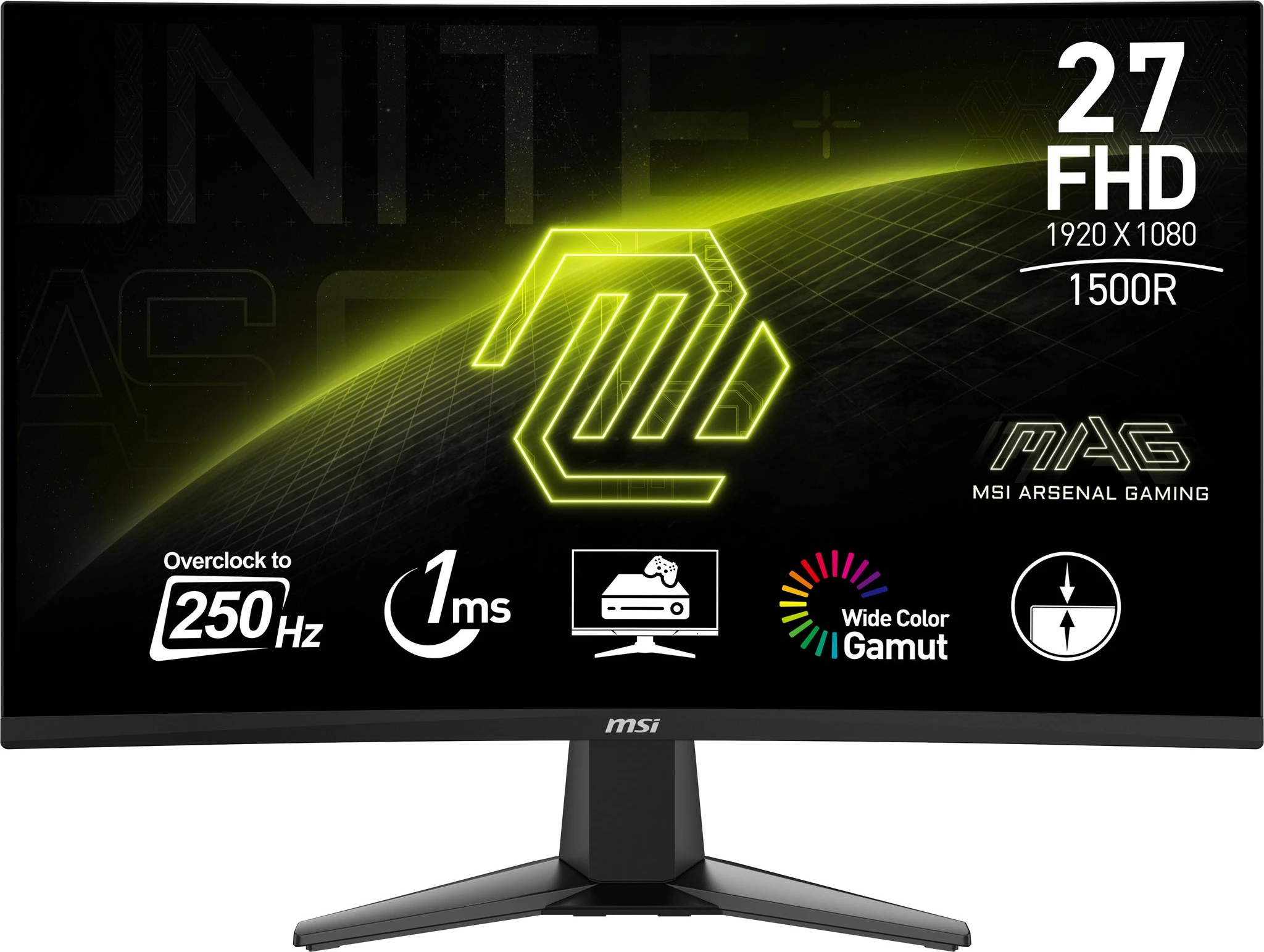 Ukrivljen monitor 27'' MSI MAG 27C6X, FHD, 250 Hz, 1 ms, črn