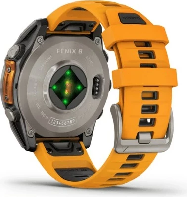 Pametna športna ura fenix 8, 47 mm, 32 GB, AMOLED, GPS, oranžen pašček - Garmin