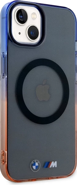 Ovitek za telefon z gradientnim odbijačem MagSafe za iPhone 14, 6,1", siv/oranžen/moder, BMW