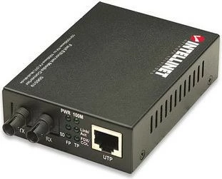 Pretvornik medijev Intellinet 506519, 10/100Base-TX RJ45/1000Base-FX (MM ST), 2 km, 1310 nm, črn