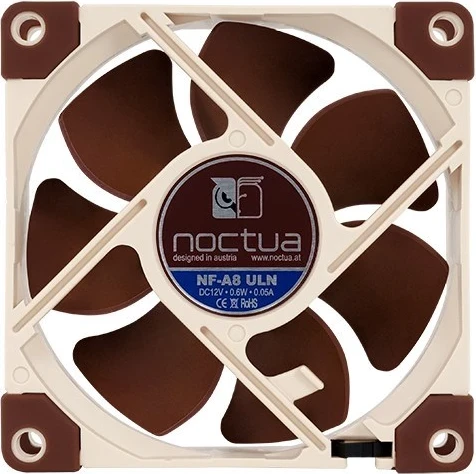 Ventilator za ohišje računalnika Noctua NF-A8 ULN, 8 cm, bež in rjav