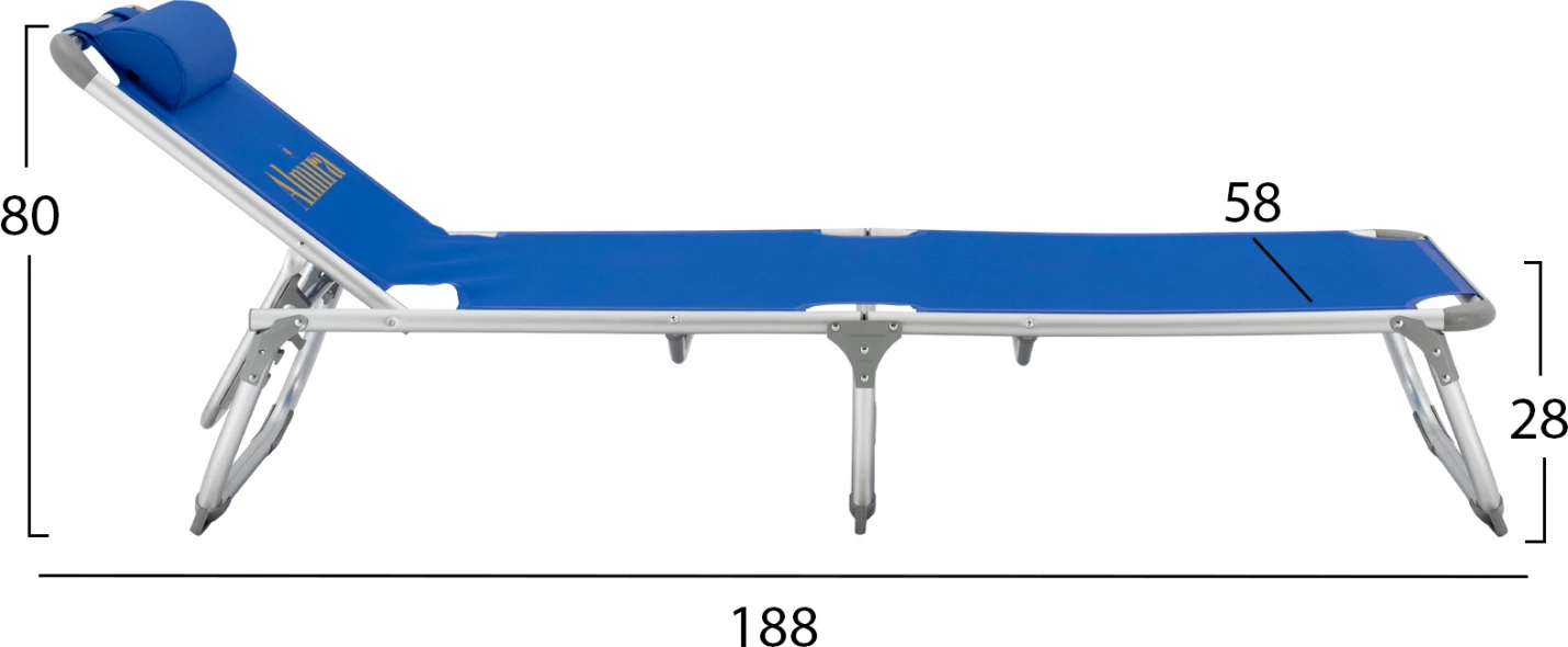 Ležalnik za plažo FH5054.01 težki tip modri aluminij 188x58x28-80 cm