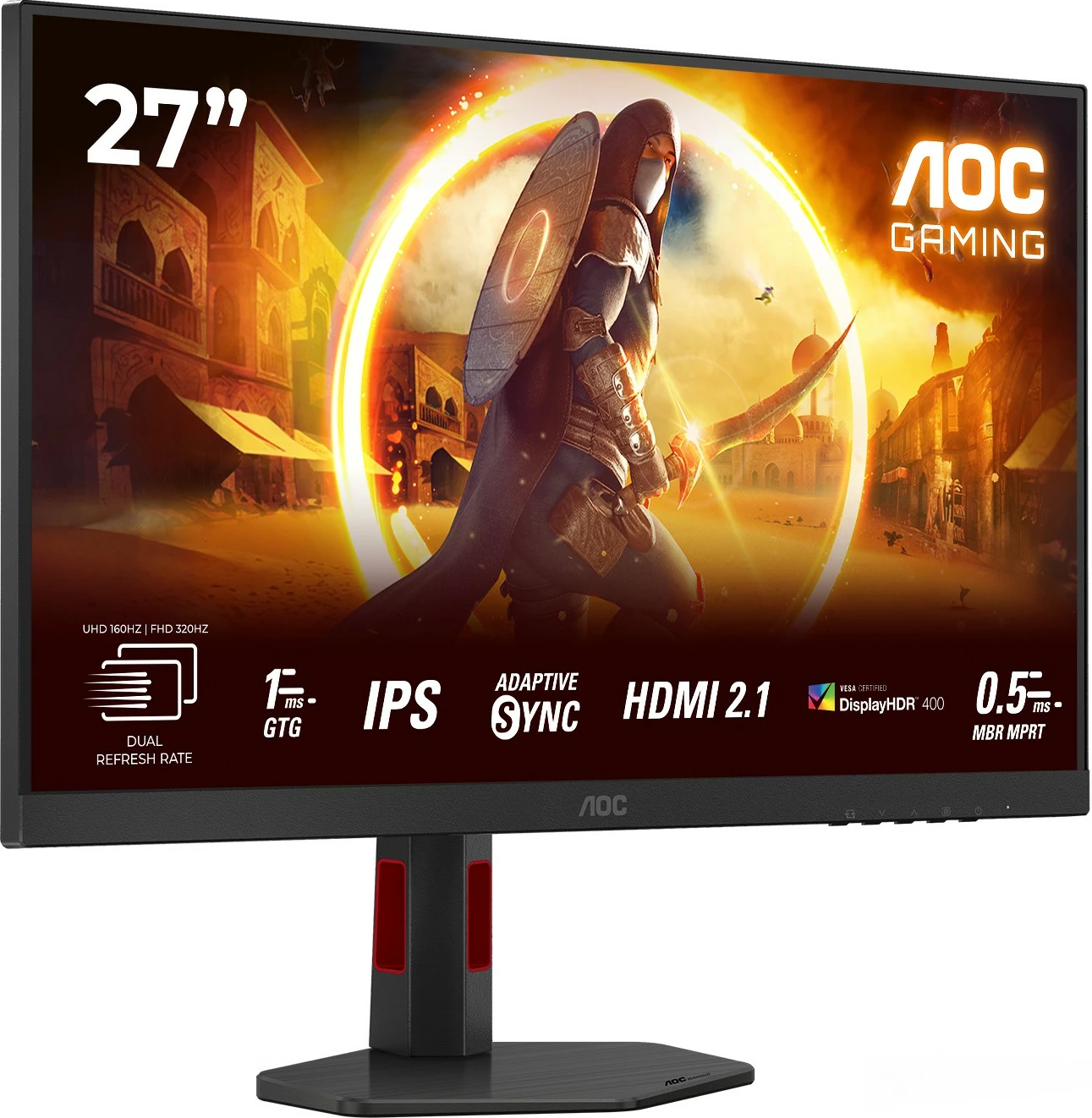 Monitor 27-palčni IPS HDMI 2.1 DisplayHDR 400, črno/rdeč — AOC U27G4R