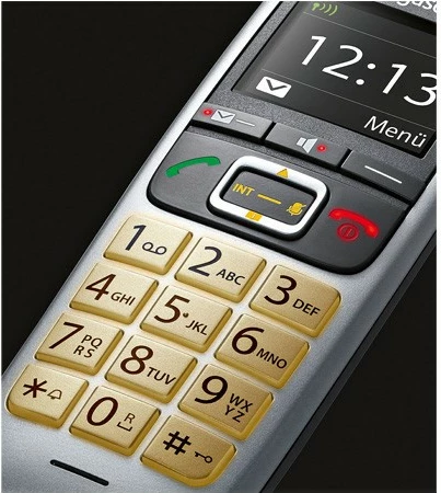 Brezžični telefon Gigaset E560, analog/DECT, 150 stikov, z vklopljenim snemalnikom, črno/srebrn