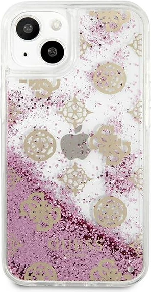 Ovitek za telefon Guess Peony Liquid Glitter za iPhone 13 mini 5,4", roza