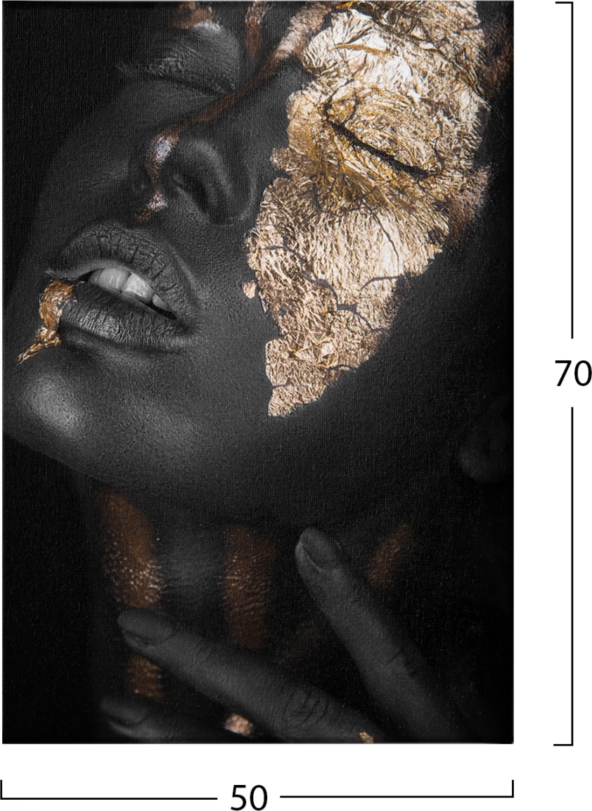 Slikarsko platno temnopolta deklica z zlatim ličenjem FH7196.01 50X3X70 cm