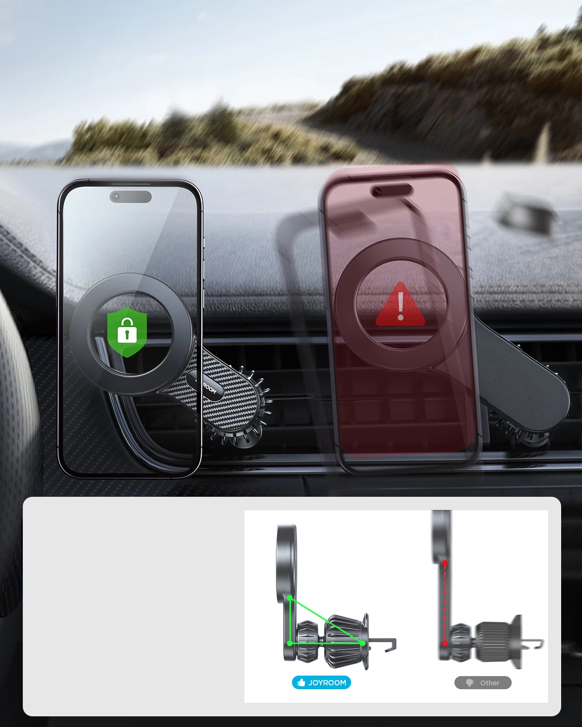 Magnetni avto nosilec za iPhone, MagSafe, črn Joyroom JR-ZS355