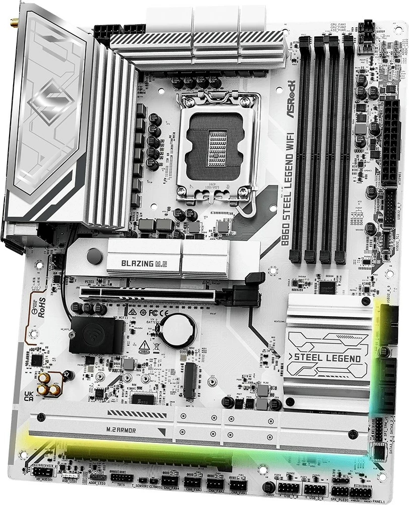 Plošča ameska ASRock B860 Steel Legend WiFi, ATX, bela