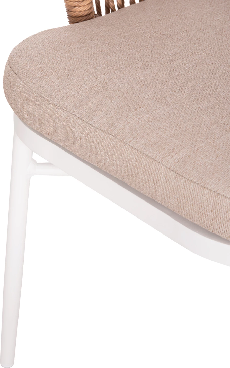 Aluminijast stol ALABAMA FH6265.02, bel - P.E. ratan naraven - bež blazina 58x61x75 H cm