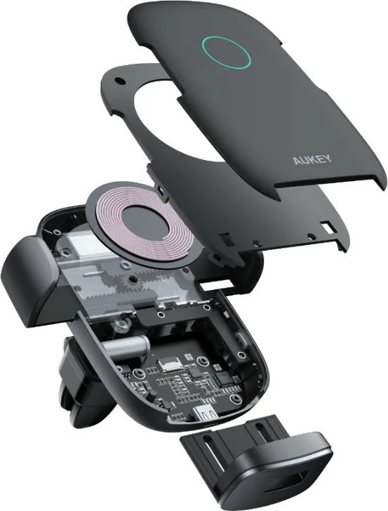 Držalo za pametni telefon z brezžičnim indukcijskim polnilcem Qi 10W, AUKEY HD-C52, črno