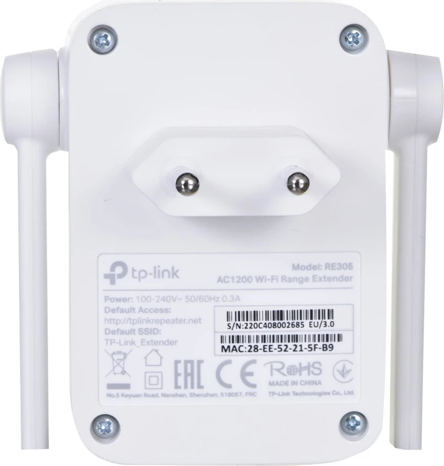 Zgostilec dosega Wi-Fi TP-LINK AC1200, bel