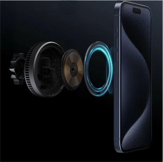 Magnetni nosilec za avto AUKEY HD-MC13A MagFusion Dash Pro, brezžično polnjenje Qi2 15W, aktivno hlajenje, črn