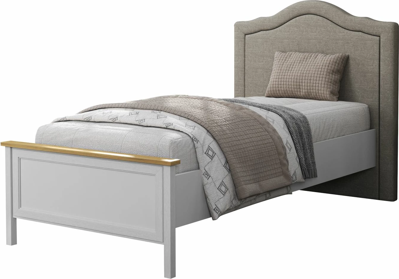 Enojni posteljni okvir Skye Decor, krem, hrast, siv, FRN-21018